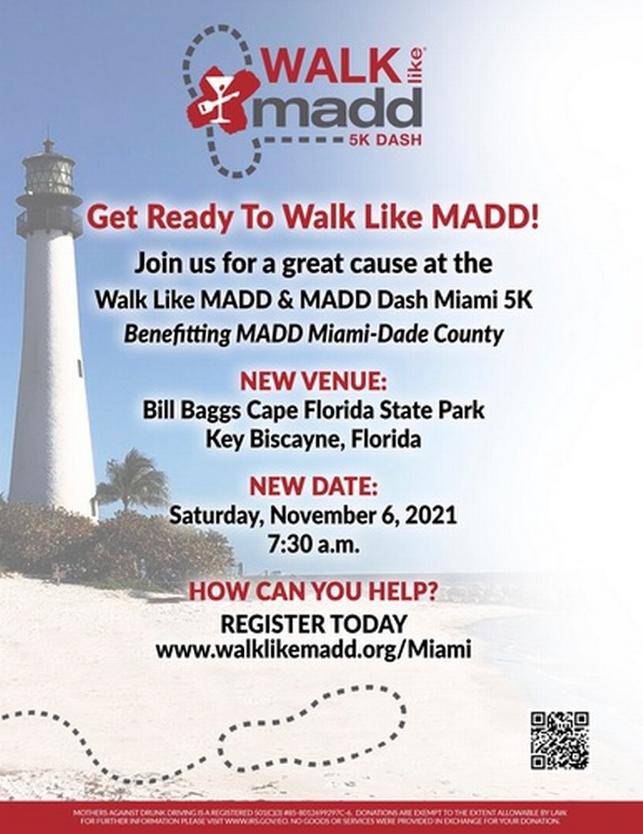 Walk Like MADD & MADD Dash 5K Nov 6, 2021 Growthzone Key Biscayne
